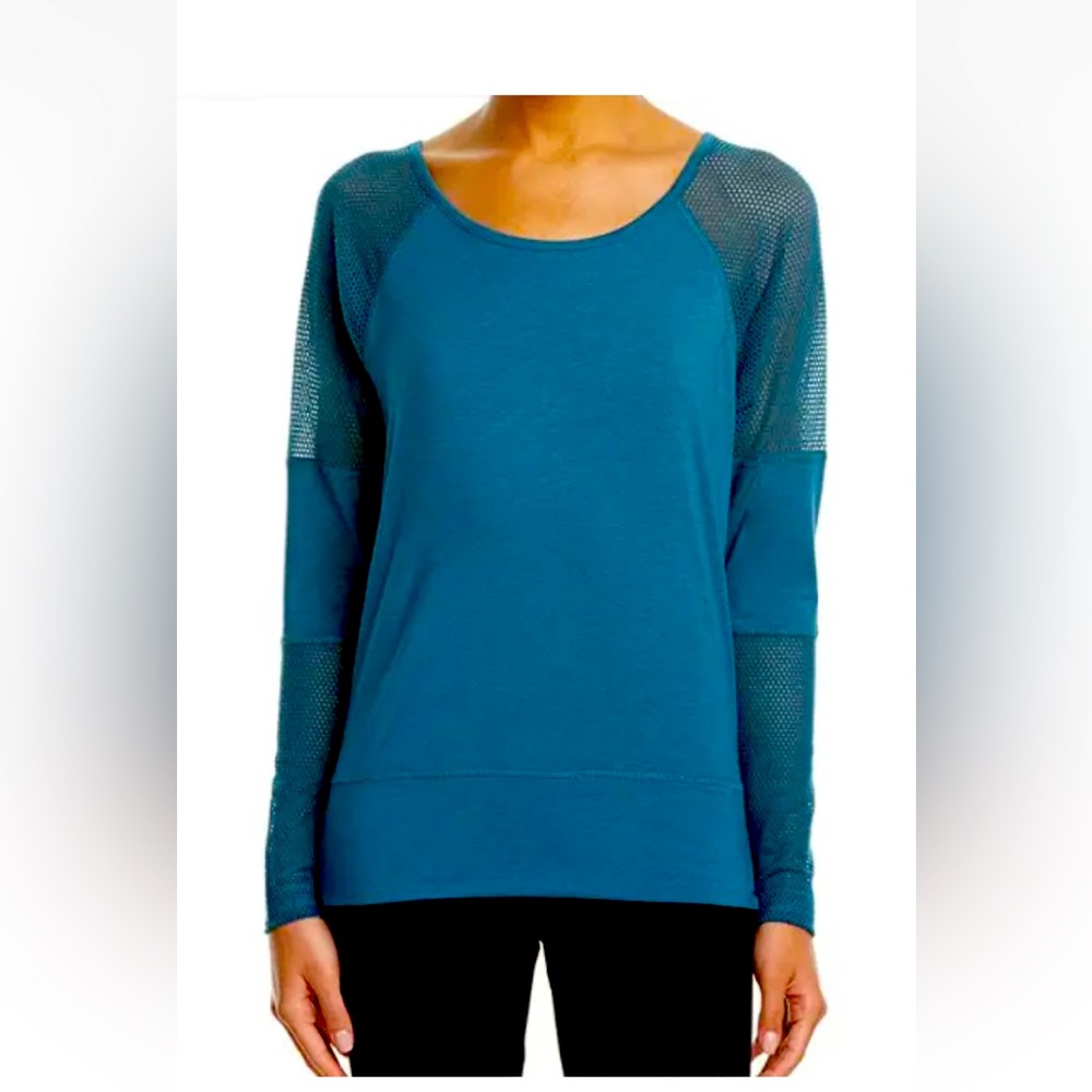 SOYBU Blue Power Mesh Long Sleeve Dolman Shirt Yoga Stretch xxl